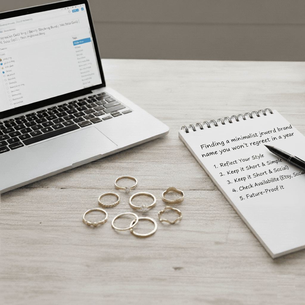 Notebook with minimalist jewelry brand name notes